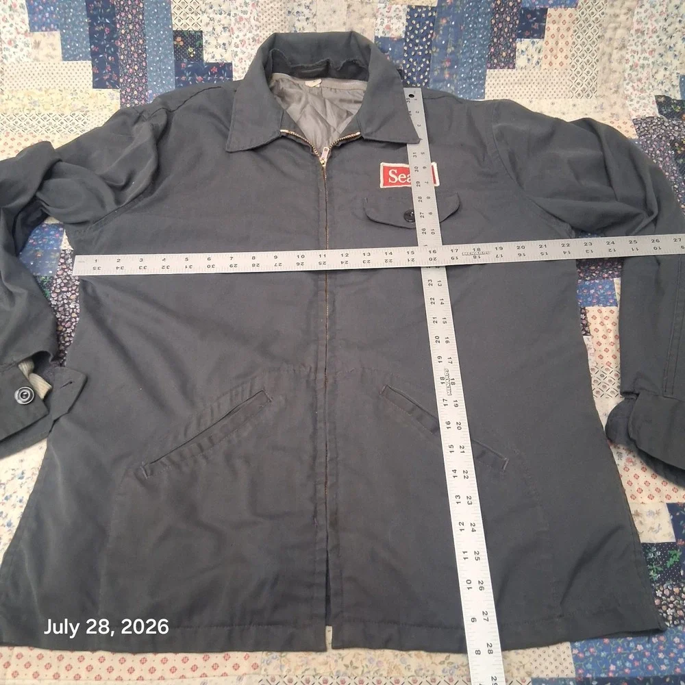 Vintage Topp Master Sears Workwear Jacket Mens 44 Blue Removable Liner Talon Zip